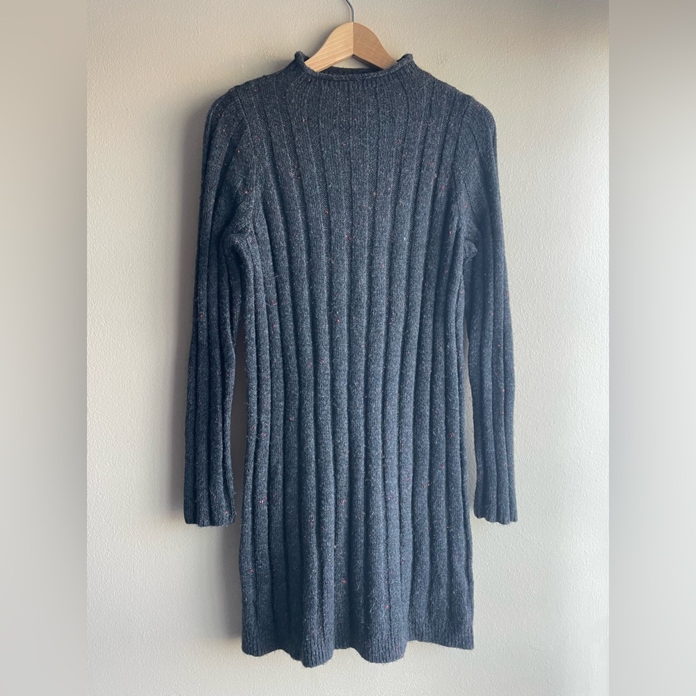 Madewell Women Wool Sweater Dress Mock Neck Dark Gray Size Medium